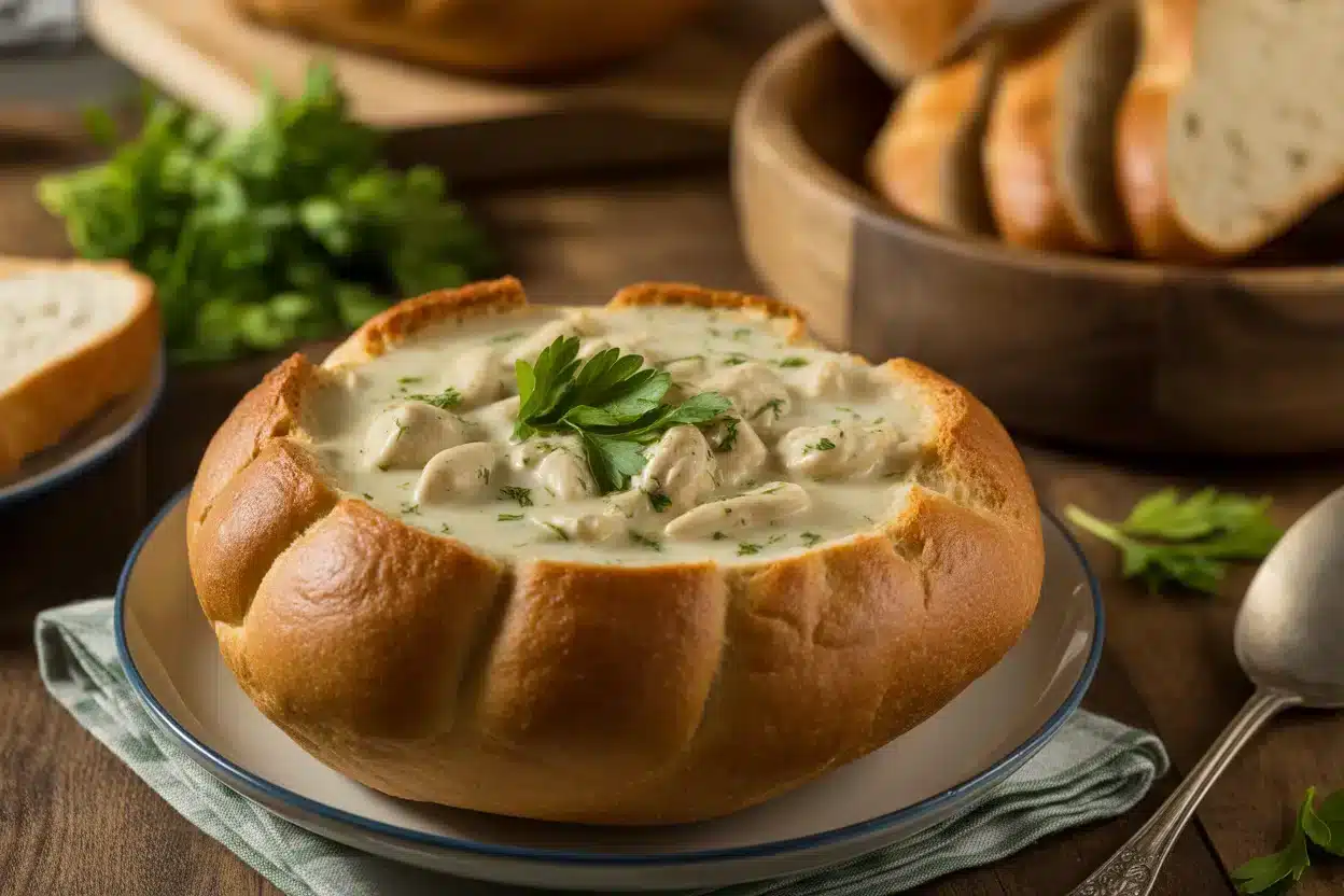 Satisfy Your Cravings with Chicken Alfredo Garlic Bread Bowls