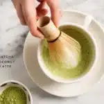 A creamy Matcha Latte made with matcha powder and milk, served in a glass.
